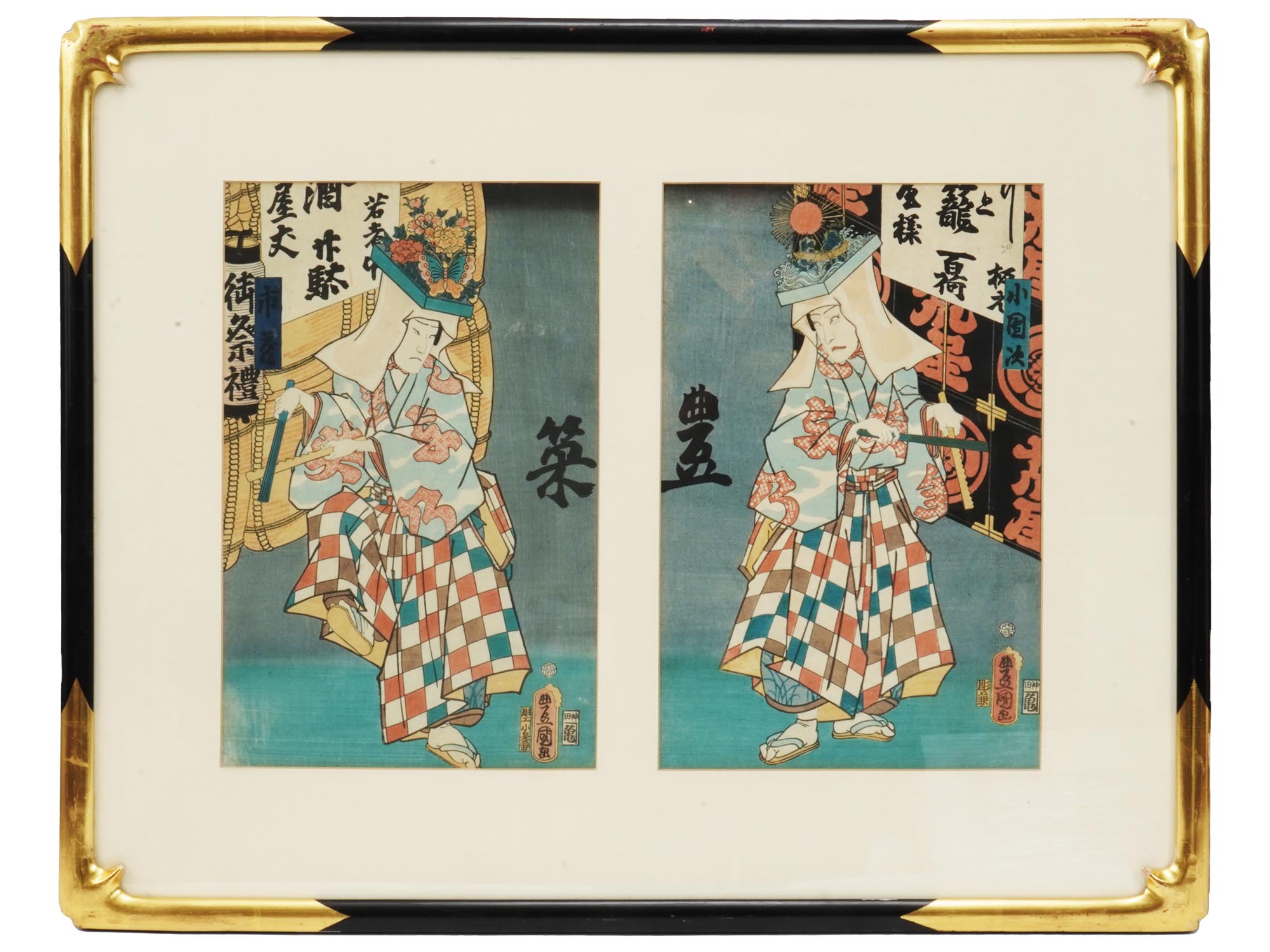 PAIR OF JAPANESE UKIYO E COLOR WOOD BLOCK PRINTS PIC-0